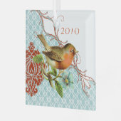  Vogel Damask Kerstversiering Glas Ornament (Voorkant links)