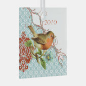  Vogel Damask Kerstversiering Glas Ornament (Voorkant Rechts)