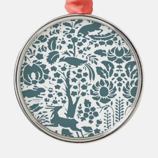 Vogel, Der, boomfolkpatroon Metalen Ornament (Voorkant)