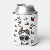 vogel die cadeaus kijkt voor twitchers, blikjeskoeler (Blikje Voorkant)