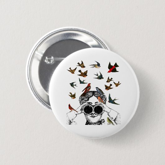  vogel die cadeaus kijkt voor twitchers, ronde button 5,7 cm (Voorkant /achterkant)