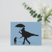 Vogel die een hond loopt briefkaart (Staand voorkant)