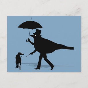 Vogel die een hond loopt briefkaart
