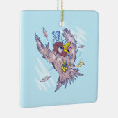 Vogel die een huisraam raakt keramisch ornament (Rechts)