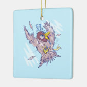 Vogel die een huisraam raakt keramisch ornament (Links)