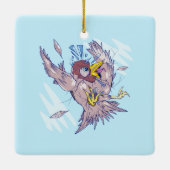 Vogel die een huisraam raakt keramisch ornament (Achterkant)