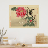 Vogel die naar een vlinder kijkt poster (Keuken)