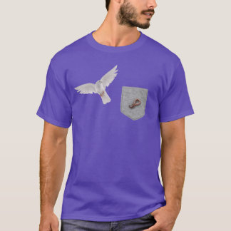 Vogel die naar worm reikt in nepzak Funny Bird T-shirt
