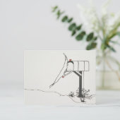 Vogel die op Post bij de Brievenbus wacht Briefkaart (Staand voorkant)