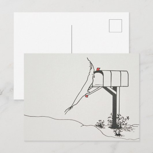 Vogel die op Post bij de Brievenbus wacht Briefkaart (Voorkant / Achterkant)