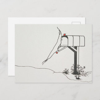 Vogel die op Post bij de Brievenbus wacht Briefkaart