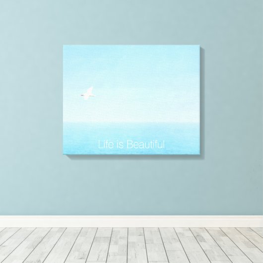 Vogel die over Oceaan in Inspirerend van Hawaï vli Canvas Afdruk (Insitu (Houten vloer))