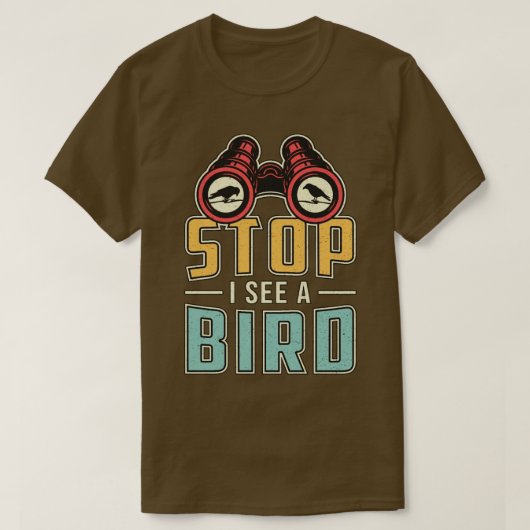 Vogel die terugkijkt Stop met een vogelobservator. T-shirt (Design voorkant)