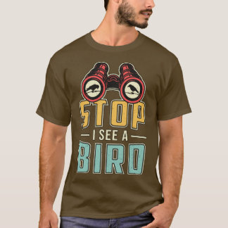 Vogel die terugkijkt Stop met een vogelobservator. T-shirt