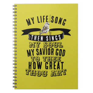 Vogel die zingt hoe geweldig je bent Mosterdgeel Notitieboek