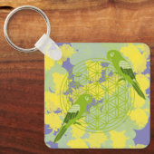 vogel,dier totem,zen,chakra,bloem des levens,bloem sleutelhanger (Voorkant)