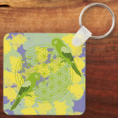 vogel,dier totem,zen,chakra,bloem des levens,bloem sleutelhanger (Achterkant)