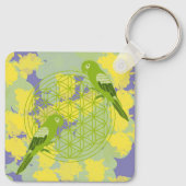vogel,dier totem,zen,chakra,bloem des levens,bloem sleutelhanger (Achterkant)