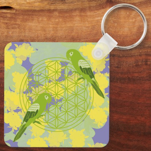 vogel,dierentuin,zen,chakra,bloem,bloem sleutelhanger (Achterkant)