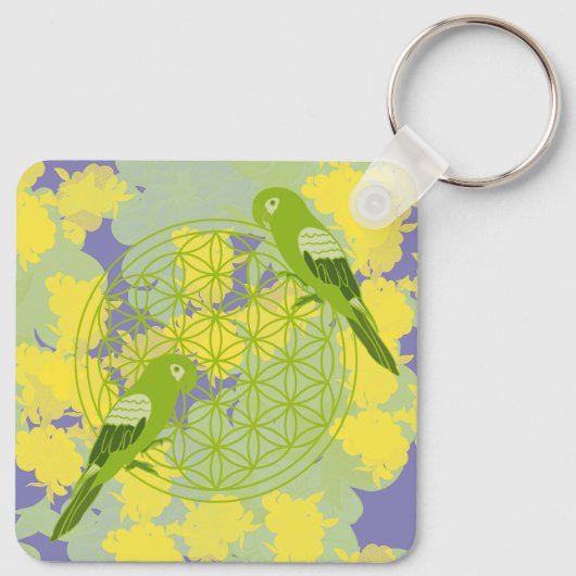 vogel,dierentuin,zen,chakra,bloem,bloem sleutelhanger (Achterkant)