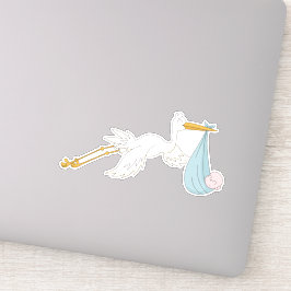 Vogel Draagt Schattig Kind Het Is Een Jongen Sticker