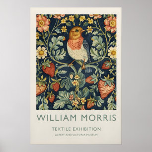 Vogel en aardbeien Art Nouveau print - William