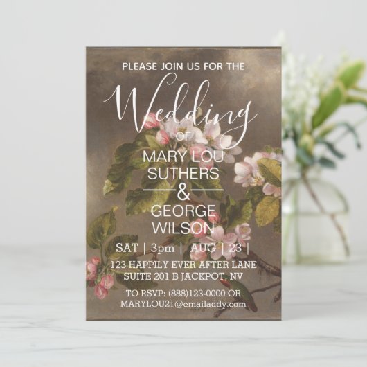 Vogel en appel-bloesems kaart (Staand voorkant)