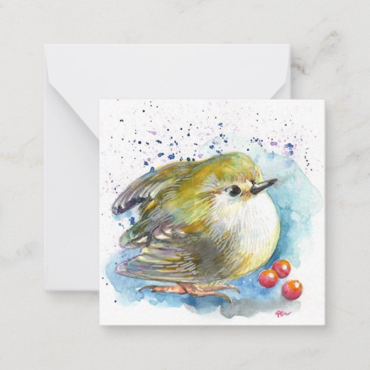 Vogel en bessen notitiekaartje (Voorkant)