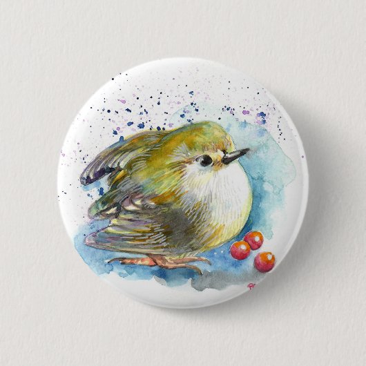 Vogel en bessen ronde button 5,7 cm (Voorkant)