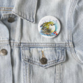 Vogel en bessen ronde button 5,7 cm (In situ)