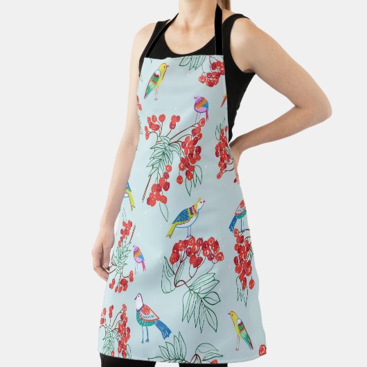 Vogel- en bessenpatroonontwerp. schort (Insitu)