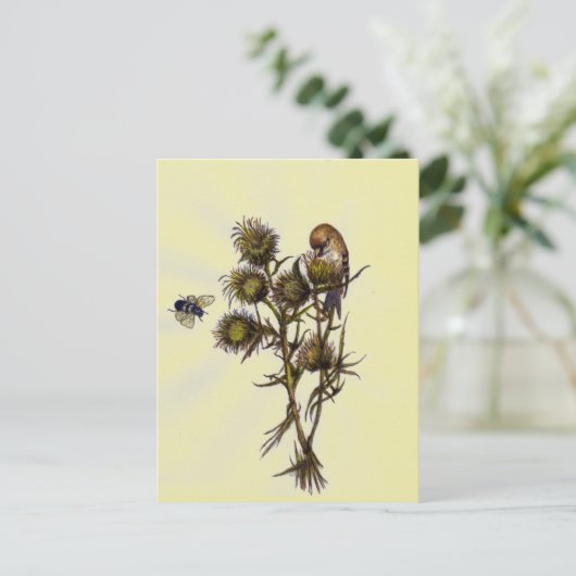 Vogel en bijen briefkaart (Staand voorkant)