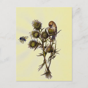 Vogel en bijen briefkaart