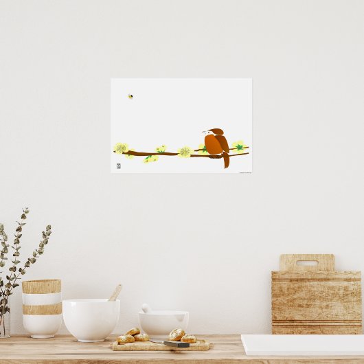 Vogel en bijen poster (Keuken)