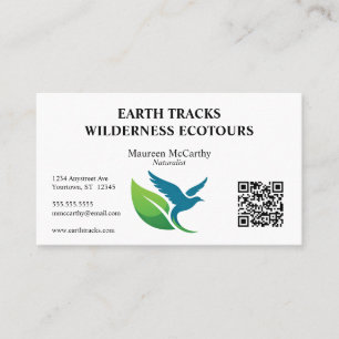 Vogel- en blad QR-code Ecoturisme Natuurbehoud Visitekaartje
