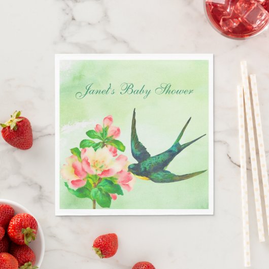 Vogel- en bloeiende tak party servetten (Insitu)