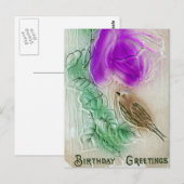 Vogel en bloem briefkaart (Voorkant / Achterkant)