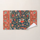Vogel en bloem Perzisch blauw rood patroon Bad Handdoek (Handdoek)