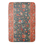 Vogel en bloem Perzisch blauw rood patroon Badmat (Voorkant Verticaal)
