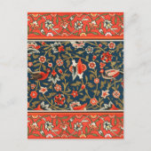 Vogel en bloem Perzisch blauw rood patroon Briefkaart (Voorkant)