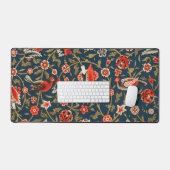 Vogel en bloem Perzisch blauw rood patroon Bureaumat (Keyboard & Muis)