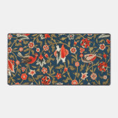 Vogel en bloem Perzisch blauw rood patroon Bureaumat (Voorkant)