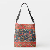 Vogel en bloem Perzisch blauw rood patroon Crossbody Tas (Achterkant)