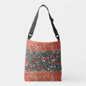 Vogel en bloem Perzisch blauw rood patroon Crossbody Tas (Voorkant)