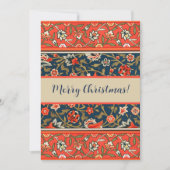 Vogel en bloem Perzisch blauw rood patroon Feestdagenkaart (Voorkant)