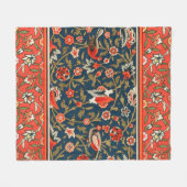 Vogel en bloem Perzisch blauw rood patroon Fleece Deken (Voorkant (Horizontaal))