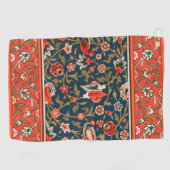 Vogel en bloem Perzisch blauw rood patroon Golfhanddoek (Horizontaal)