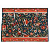 Vogel en bloem Perzisch blauw rood patroon Groot Cadeauzakje (Voorkant)