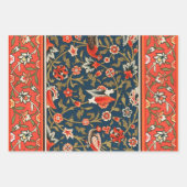 Vogel en bloem Perzisch blauw rood patroon Inpakpapier Vel (Voorkant 2)