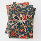 Vogel en bloem Perzisch blauw rood patroon Inpakpapier Vel (In situ)